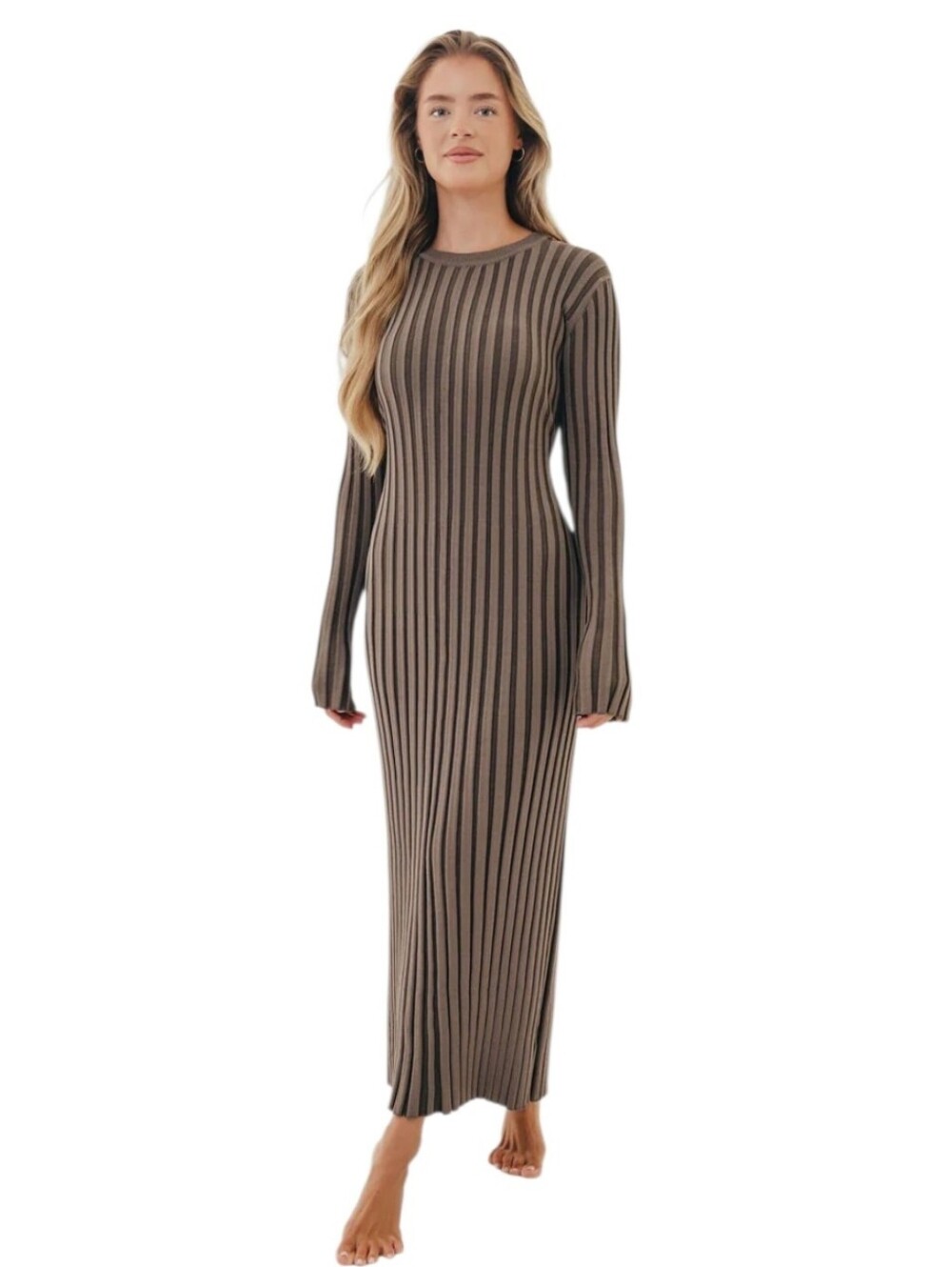 NWT Worth Collective Colette Premium Long Sleeved Ribbed Knit Maxi Dress